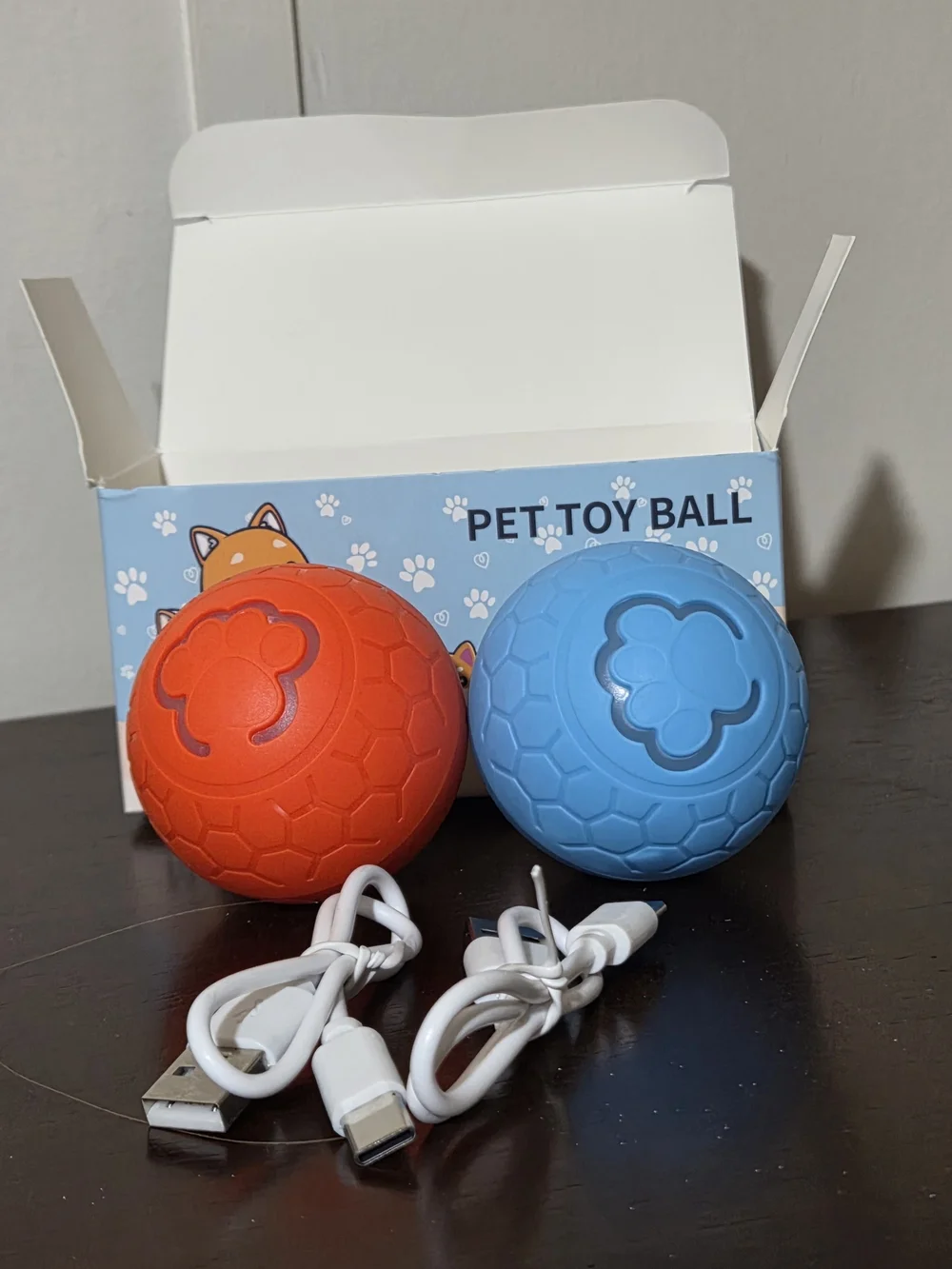 Pet Toy Ball Set - Red & Blue Rechargeable Play Balls